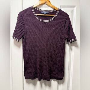 Tommy Hilfiger Women's Dark Purple Short Sleeve Top